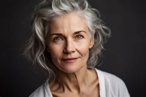 Portrait D une Belle Femme Mature Heureuse âgée De Ans âgée