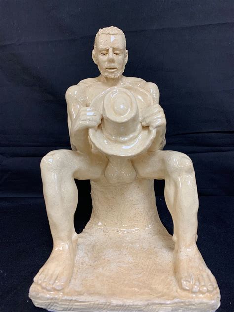 Shy Cowboy Erotic Naked Cowboy Sculpture Sensual Aroused Endowed Nude Male Exposed Sexy