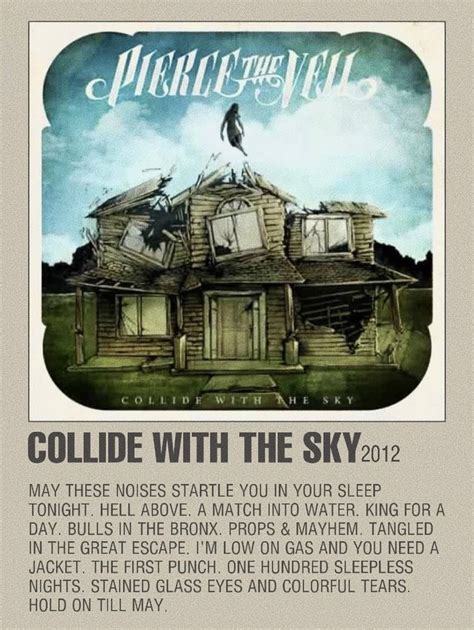 A Poster With The Words Collide With The Sky In Front Of An Old House