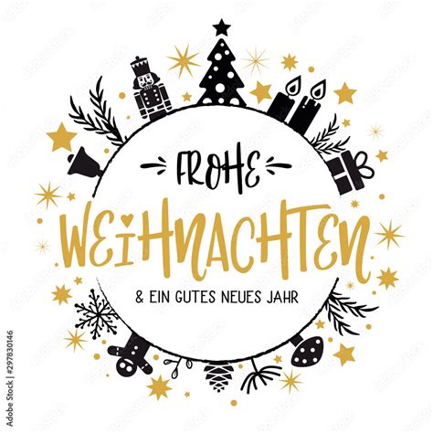 Frohe Weihnachten Und Ein Gutes Neues Jahr Kalligraphie Runde Form