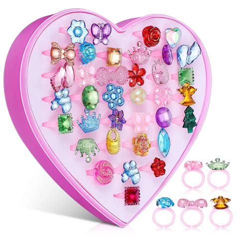 36pcs Adjustable Kids Jewelry Rings Christmas T Toddler Rings Girl