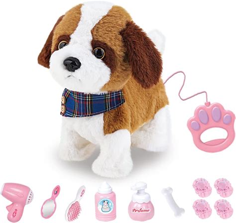 RuiDaXiang Elektronisch laufender Plüsch-Hund mit Ferngesteuerter Leine