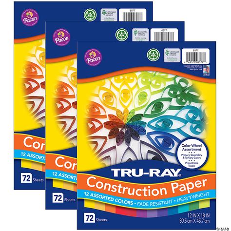 Tru Ray Color Wheel Assortment 12 Vibrant Colors 12 X 18 72 Sheets Per Pack 3 Packs