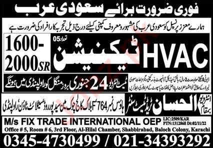 HVAC Technician Jobs In Saudi Arabia 2024 Job Advertisement Pakistan