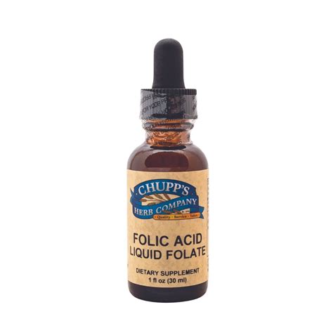 Folic Acid 1 Oz Liquid Chupps Herbs 100 Natural Supplements Mc
