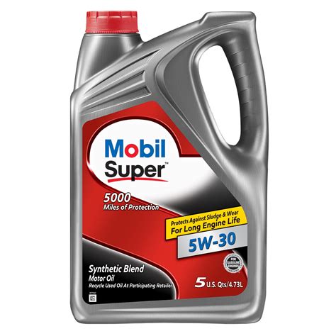 Mobil Super Synthetic Blend Motor Oil 5W-30, 5 qt - Walmart.com