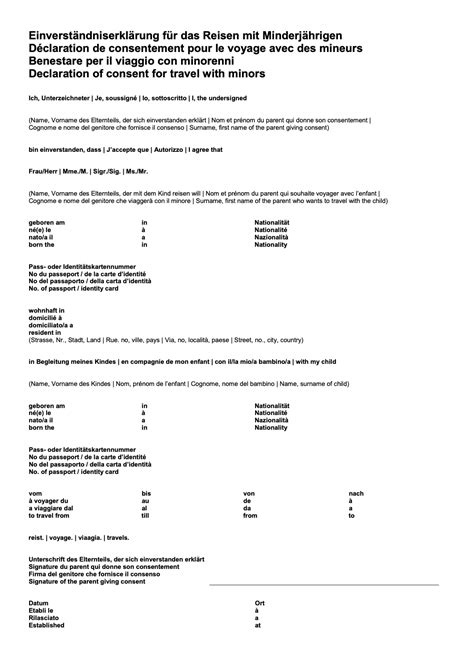 Einverständniserklärung Vorlage Schweiz gratis Download