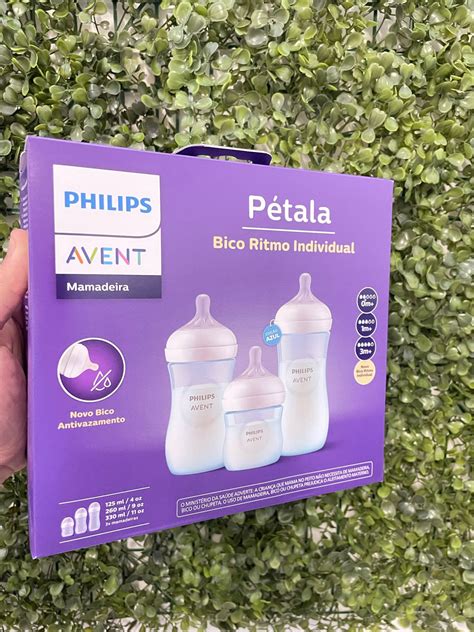 Kit Mamadeira Philips Avent Pétala - Kit 3un Mamadeira Avent Philips Pétala 125/260/330 Azul - Feccomerce LTDA