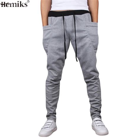 Hemiks Mens Pants Solid Trousers Male Joggers Sweatpants Harem Pant Jog