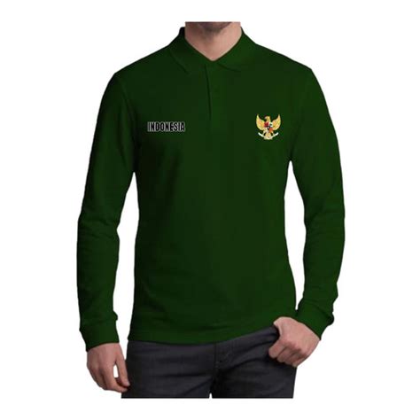 Jual Kaos Kerah Lengan Panjang Polo Shirt Distro Logo Garuda Indonesia Merah M Jakarta