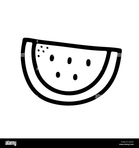 Watermelon Slice Isolated On White Background Doodle Kawaii Fresh