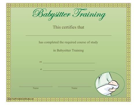 Babysitter Training Certificate Template Download Printable Pdf