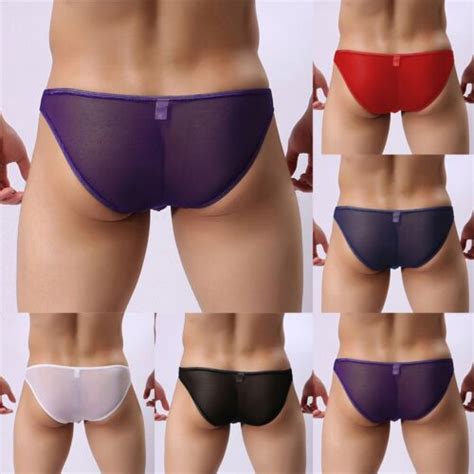 Hommes Maille Sexy Bikini Slip Transparent Culotte Renflement Poche String Sous EBay