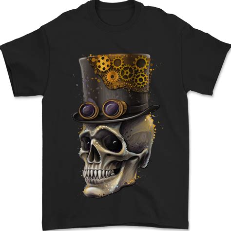 Steampunk Skull Mens T Shirt 100 Cotton Ebay