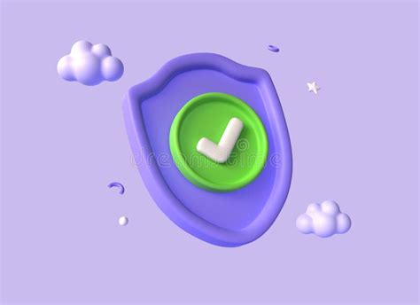 3d Green Checkmark Shield Icon in Cartoon Style. the Concept of ...