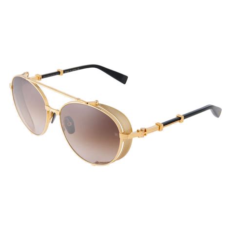 Balmain Brown And Gold Tone Titanium Brigade Ii Sunglasses Balmain Eyewear Avvenice