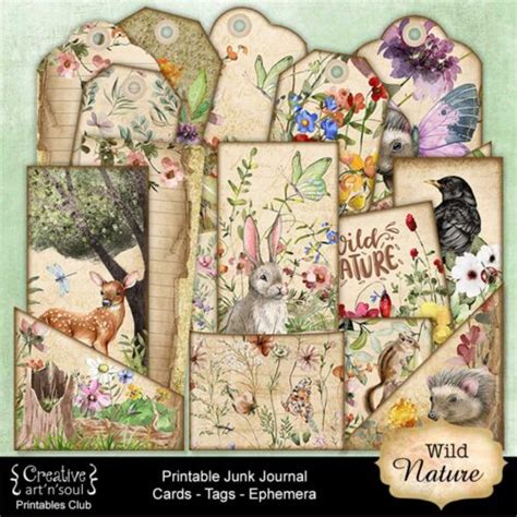 Printable Junk Journal Elements And Ephemera Wild Nature Creative Artnsoul