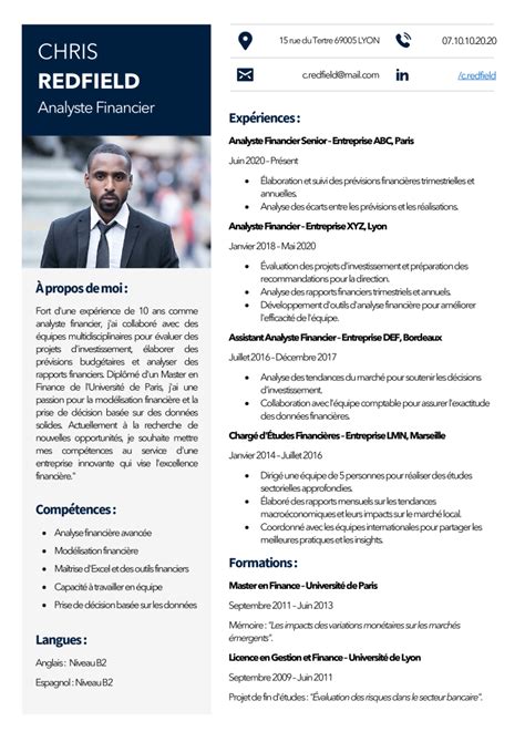 Mod Le Cv Analyste Financier Mon Beau Cv