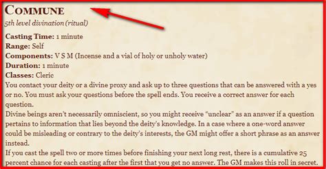 Commune E Spell In Dnd D D E Character Sheets