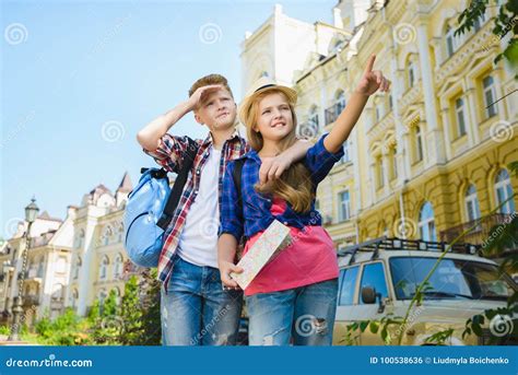 Group Of Children Travel In Europe Tourism And Vacation Concept Stock