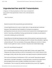 Understanding HIV Transmission And Unprotected Sex Risks And Course Hero