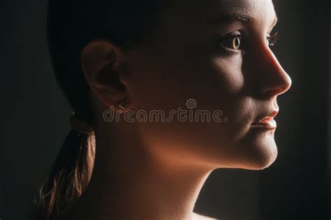 Scared Woman Face Domestic Violence Insecure Dark Stock Photo - Image ...