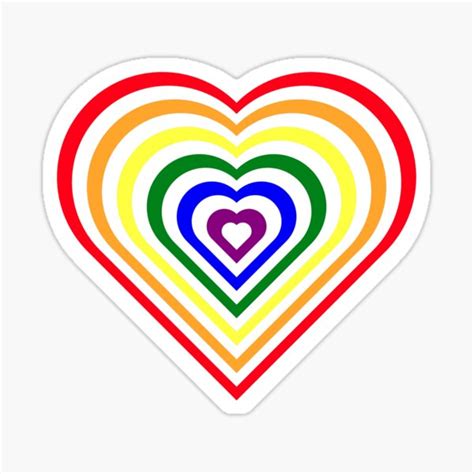 Pegatina Corazones En Los Colores De La Bandera Del Arco Iris De Gay Pride Depot Redbubble