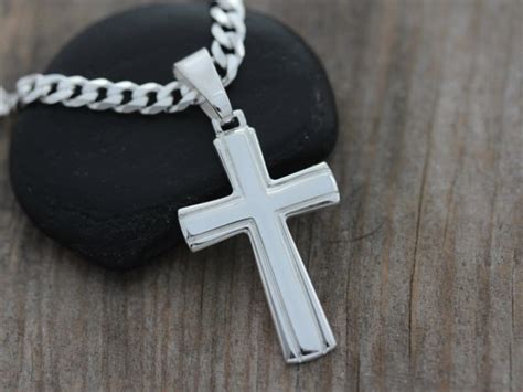 Classic Mens Cross Sterling Silver Cross For Men Mens Plain