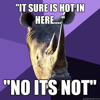 It Sure Is Hot In Here No Its Not Sexually Oblivious Rhino Quickmeme