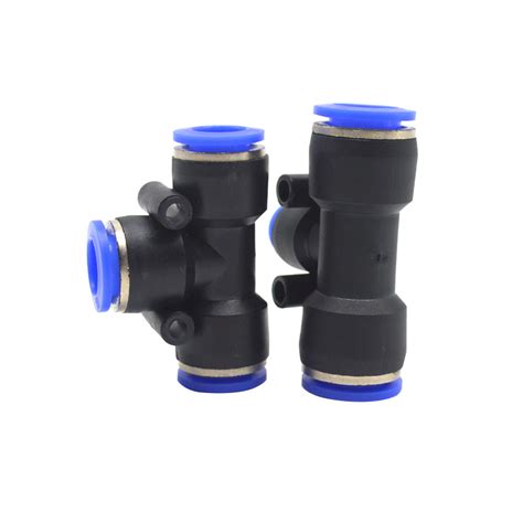 PE T Series Plastic Air 3 Way Tee Type Tube To Tube Adapter Push In