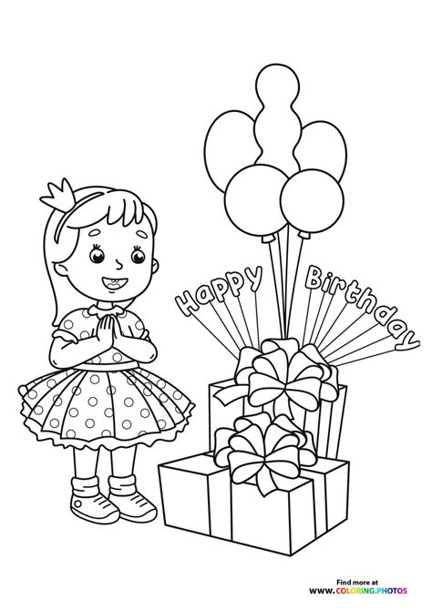 Happy Birthday Girl Coloring Pages For Kids