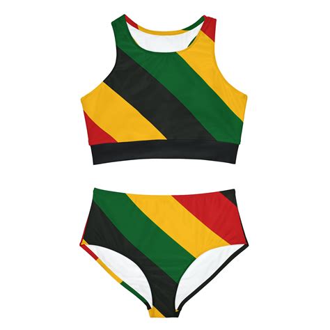 Pan African Flag Sporty Bikini Set Black History Month Sexy Bikini Two Piece Swimsuit Girls