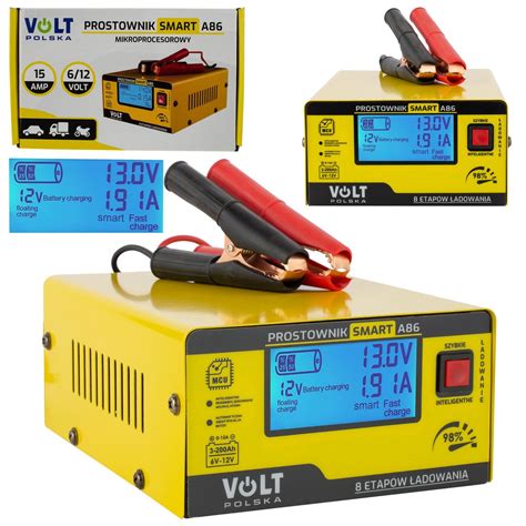 ŁADOWARKA PROSTOWNIK DO AKUMULATORA LCD 6V 12V 15A VOLT Polska