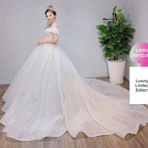 Limited Edition Luxury Queen Sparkle Off The Shoulder White Ball Gown