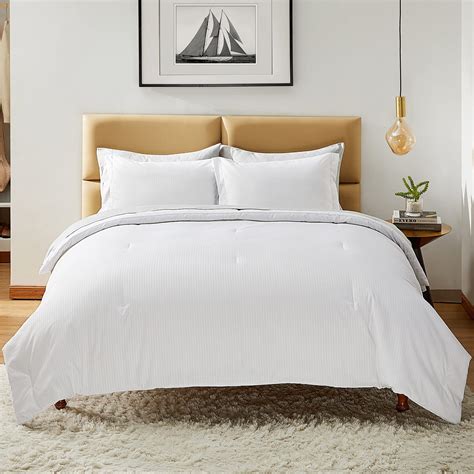 Ruikasi White Queen Comforter Set Soft And Fluffy Bedding