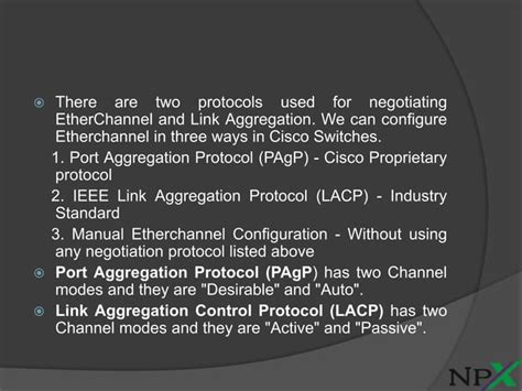 Etherchannel Pagp And Lacp Modes Ppt