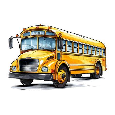 Handgezeichneter Schulbus Cartoon Vektor Illustration Clipart Mit