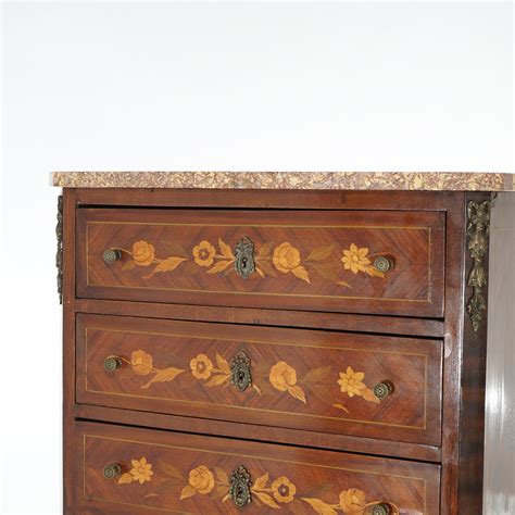 Antique French Kingwood Satinwood Marble And Ormolu Lingerie Chest ThC For Sale At StDibs