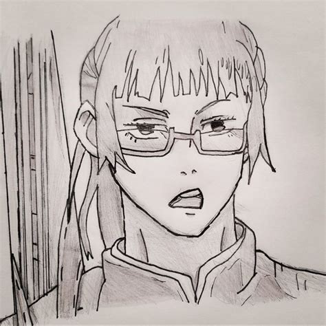 A Pencil Drawing Of A Girl With Glasses