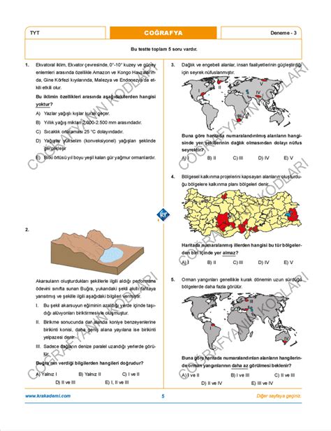 Co Rafyan N Kodlar Tyt Co Rafya Deneme Soru Z M Pdf