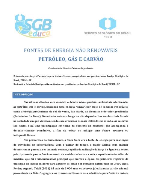 Fontes de Energia Não Renováveis Petróleo, Gás E Carvão | PDF ...