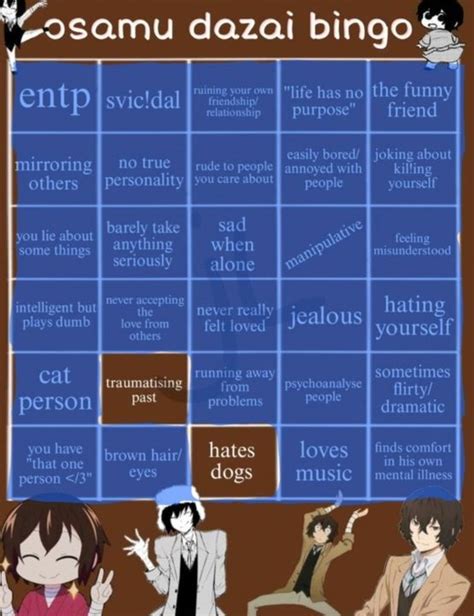 Dazai Kinnie Bingo Cuz I Have Nothing To Do With Life Tee Hee Wattpad