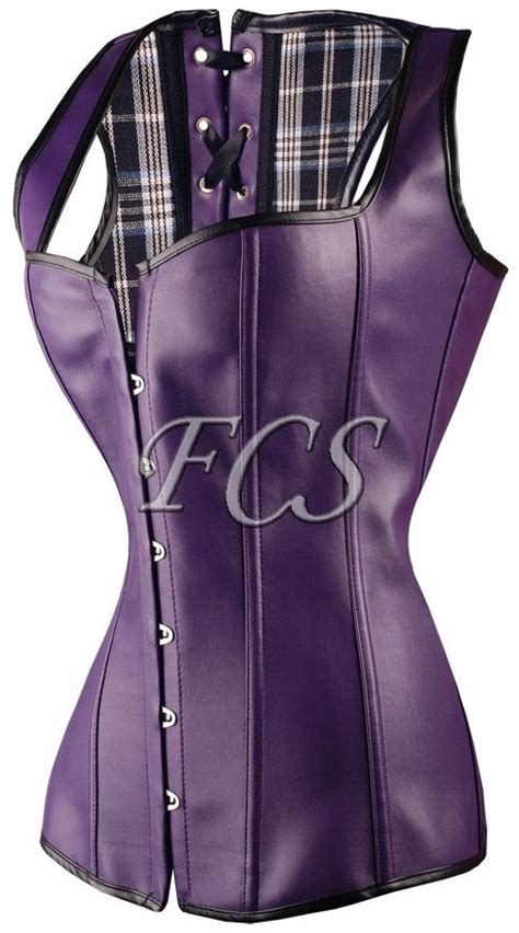 A2671 Purple Leather Overbust Corset Vest Purple Leather Purple Corset Leather Corset