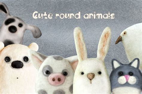 Cute Round Animals Afbeelding Door LivingСreatures · Creative Fabrica