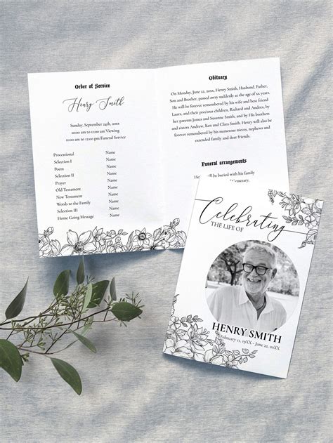 Funeral Program Obituary Template for Celebrate Life - Etsy