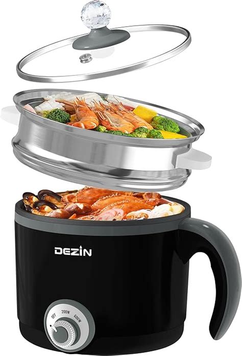 Amazon Dezin Hot Pot Electric With Steamer L Rapid Noodles Cooker Non Stick Electric