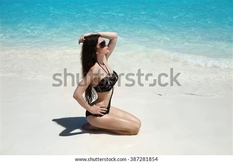 Beautiful Sexy Bikini Model Woman Sunglasses Stock Photo