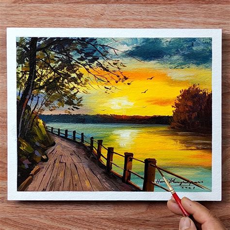 acrylic landscape painting landscape art  acrylic