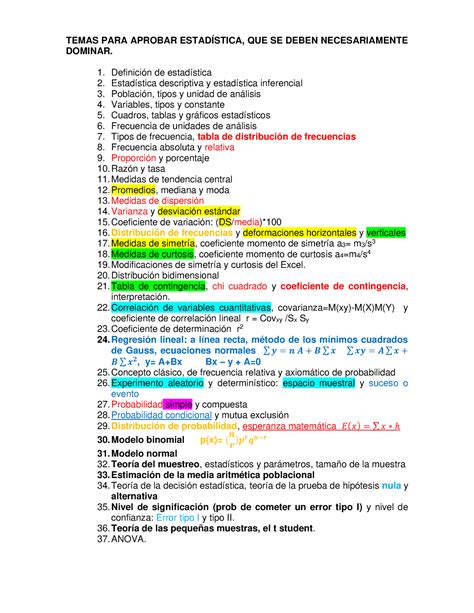 Temas PARA Aprobar Estadistica TEMAS PARA APROBAR ESTADÍSTICA QUE SE