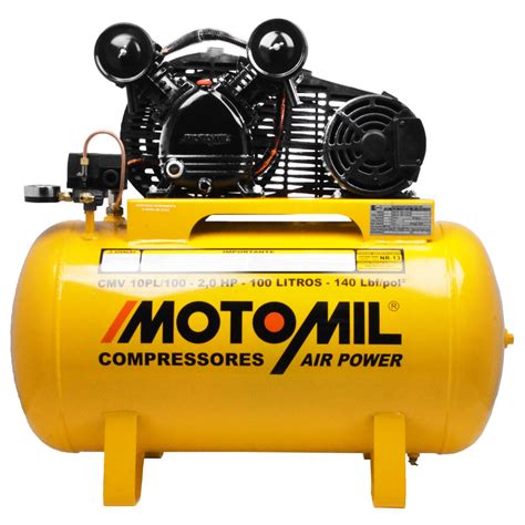 Compressor De Ar 100 Litros - Compressor de Ar 2 HP 10 Pés 100 Litros-140lbf- Motomil 21701.7 ...